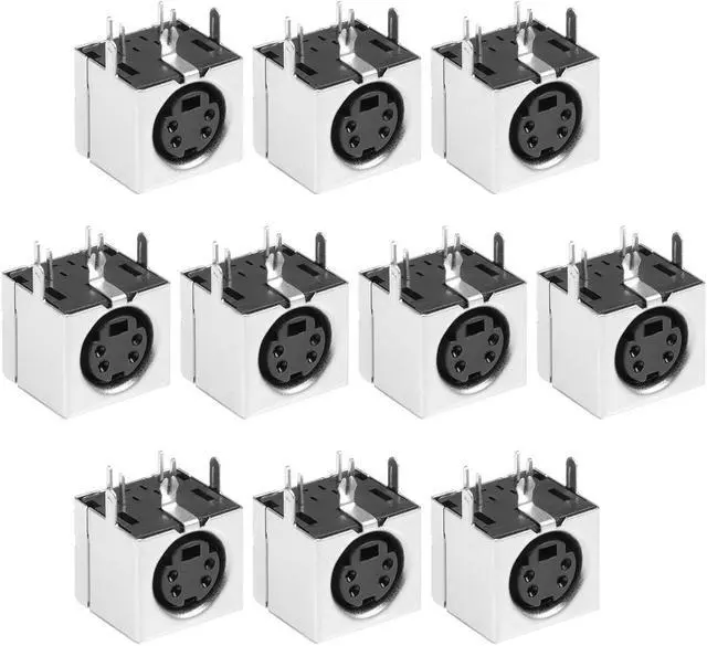 Main image of S-video PCB Mount 4 Pin Mini Din Socket Audio Video Connector Black 10Pcs