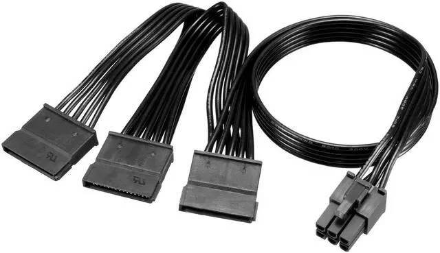 Main image of 6 Pin to 3 SATA Power Y Splitter Adapter Cable Hard Drive HDD SSD