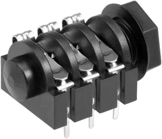 Alt view image 3 of 3 - PCB Mount 6.35mm 6 Pin Socket Headphone Stereo Jack Audio Video Connector Black 5Pcs