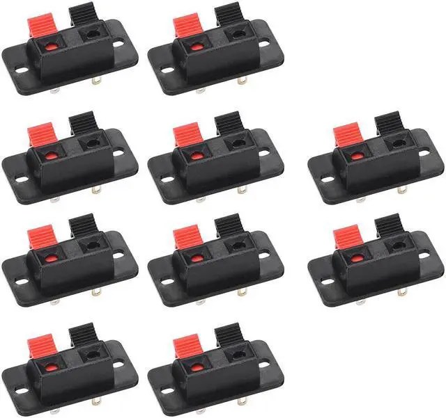 Main image of 2 Way Spring Speaker Terminal Clip Push Release Connector Audio Cable Terminals Strip Block WP2-204 10Pcs