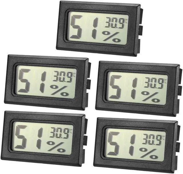 Main image of Black Digital Temperature Humidity Meters Gauge Indoor Thermometer Hygrometer LCD Display Celsius(°C) for Humidors, Greenhouse 5pcs
