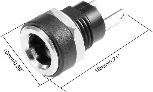 Alt view image 2 of 5 - PCB Mount DC Connector DC022B 5.5mm x 2.1mm 2 Pin Audio Video Socket Black 15Pcs