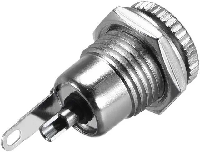 Alt view image 3 of 3 - Panel Mount DC Connector Power Audio Video Socket Female 5.5mm x 2.5mm Silver Tone 2Pcs