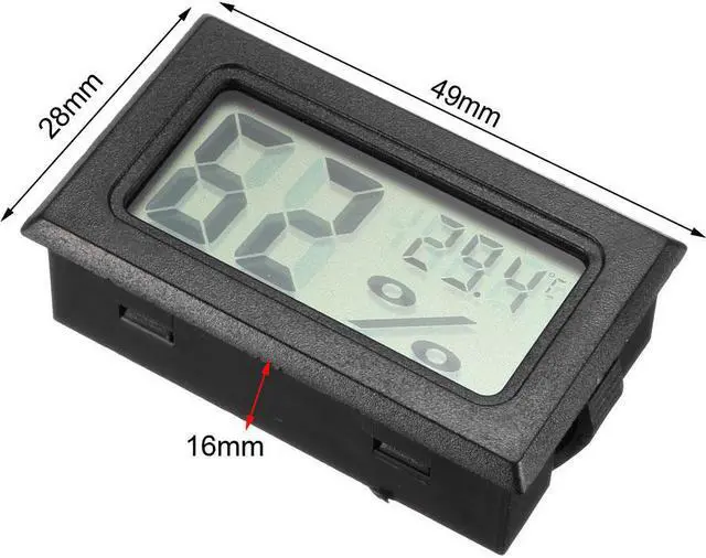 Alt view image 2 of 3 - Black Digital Temperature Humidity Meters Gauge Indoor Thermometer Hygrometer LCD Display Celsius(°C) for Humidors, Greenhouse 5pcs