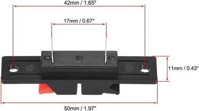 Alt view image 2 of 3 - 2 Way Spring Speaker Terminal Clip Push Release Connector Audio Cable Terminals Strip Block WP2-35 4Pcs