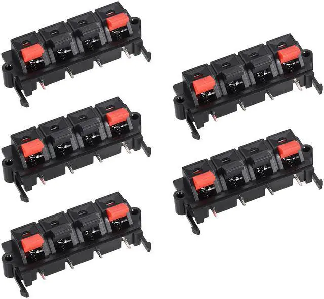 Main image of 4 Way Spring Speaker Terminal Clip Push Release Connector Audio Cable Terminals Strip Block WP4-19 5Pcs