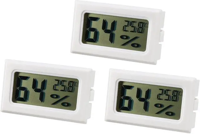 Main image of White Digital Temperature Humidity Meters Gauge Indoor Thermometer Hygrometer LCD Display Celsius(°C) for Humidors, Greenhouse, Garden 3pcs
