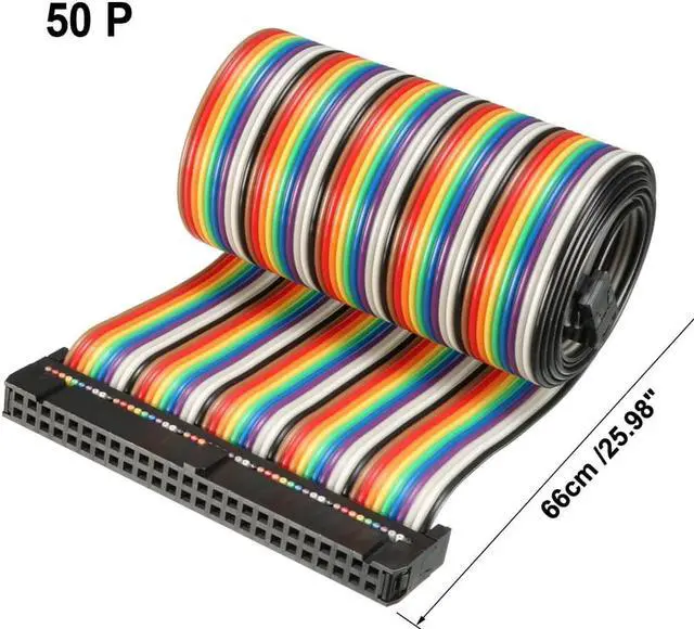 Alt view image 2 of 4 - IDC 50 Pins Wire Flat Rainbow Ribbon Cable 66cm 2.54mm Pitch 2pcs