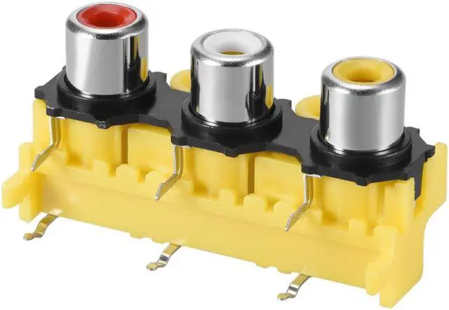 Alt view image 3 of 4 - PCB Panel Mount Triple RCA Socket Female Jack Audio Video AV Connector Red White Yellow 2Pcs