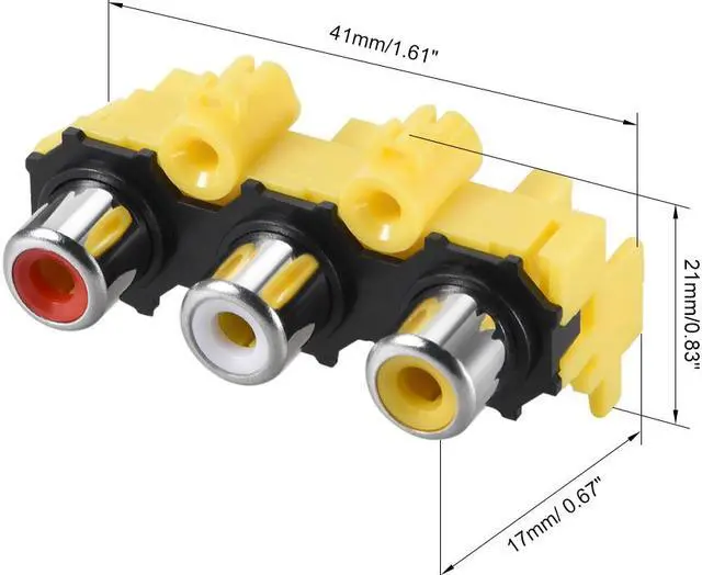 Alt view image 2 of 4 - PCB Panel Mount Triple RCA Socket Female Jack Audio Video AV Connector Red White Yellow 2Pcs