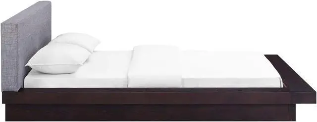 Alt view image 3 of 5 - Freja Queen Fabric Platform Bed - Cappuccino Gray