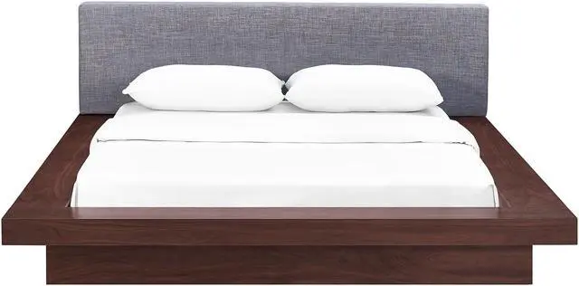 Alt view image 4 of 5 - Freja Queen Fabric Platform Bed - Walnut Gray