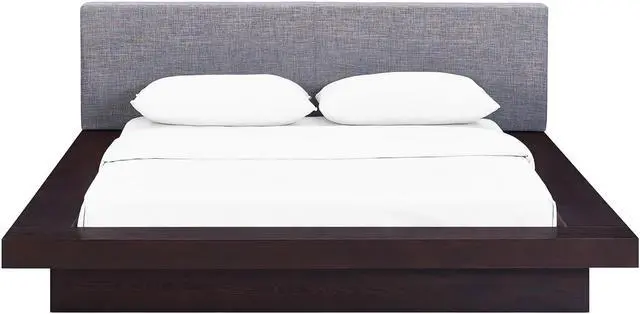 Alt view image 4 of 5 - Freja Queen Fabric Platform Bed - Cappuccino Gray