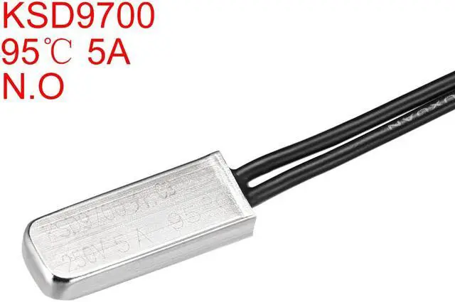 Alt view image 2 of 3 - KSD9700 Thermostat, 95 Normally Open Temperature Switch Thermal Switch, N.O 5A Metal Bimetal Temperature Controller 2pcs