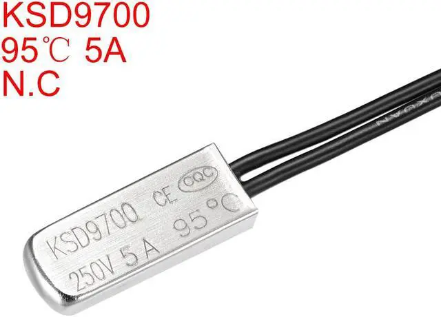 Alt view image 2 of 3 - KSD9700 Thermostat, 95 Normally Close Temperature Switch Thermal Switch, N.C 5A Metal Bimetal Temperature Controller 2pcs