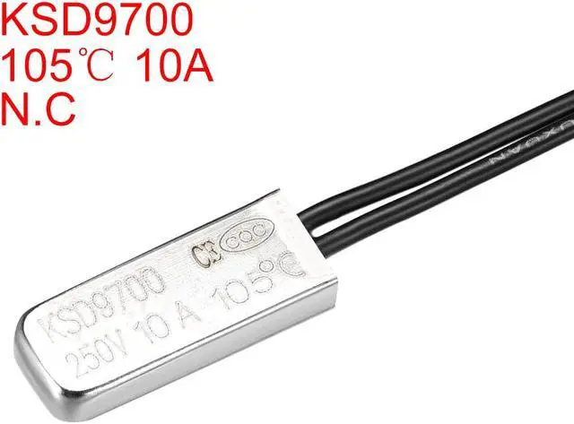 Alt view image 2 of 3 - KSD9700 Thermostat, 105 Normally Close Temperature Switch Thermal Switch, N.C 10A Metal Bimetal Temperature Controller 2pcs