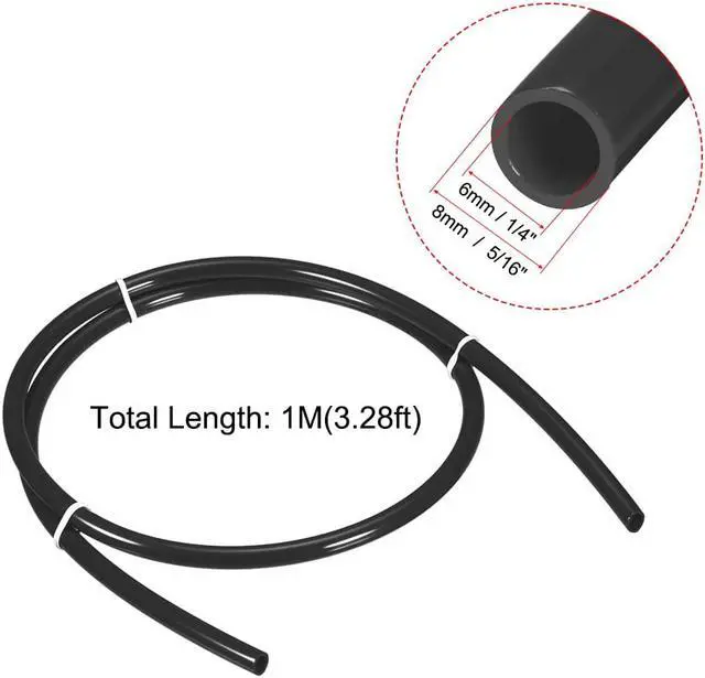 Alt view image 2 of 2 - Nylon Tubing,8mm OD x 6mm ID,3.28Ft Length,Fuel Line Plastic Tubing,Pneumatic Hose Tube,for Air Brake System Or Fluid Transfer,Black