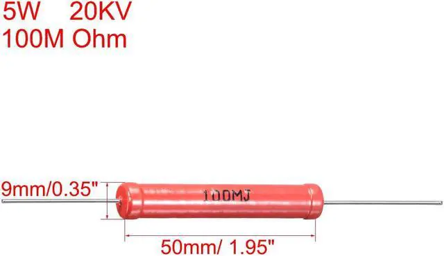 Alt view image 2 of 2 - 5W Power Rating 100M Ohm High Voltage Glass Glaze Film Resistor 2 Pcs