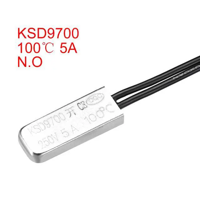 Alt view image 2 of 4 - KSD9700 Thermostat, 100 Normally Open Temperature Switch Thermal Switch, N.O 5A Metal Bimetal Temperature Controller 2pcs