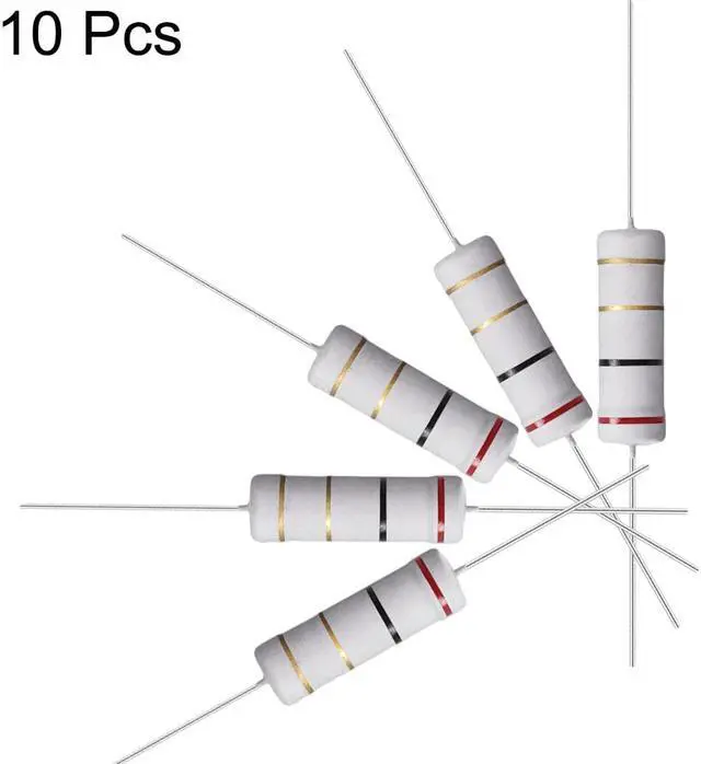Alt view image 3 of 5 - 10 Pcs Metal Oxide Film Resistor, 5% Tolerance, Axial Lead, 5W, Flame Proof, 2 Ohm Resistance for DIY Electronic Projects and Experiments