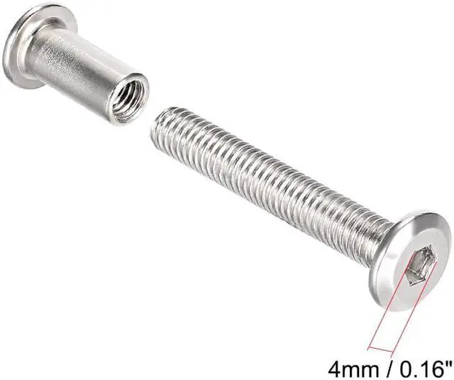Alt view image 3 of 3 - Hex Socket Screw Post Binding Bolts Leather Fastener, M6x30mm, Carbon Steel Zinc Plated, 10 Sets
