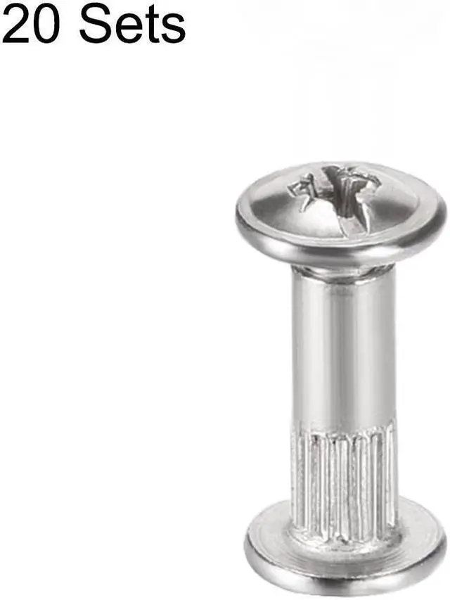 Alt view image 4 of 4 - M4x16mm Round Cross Head Screw Post Binding Leather Fastener, Nickel Plated, 20 Sets