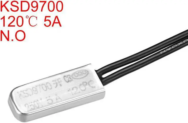 Alt view image 2 of 3 - KSD9700 Thermostat, 120 Normally Open Temperature Switch Thermal Switch, N.O 5A Metal Bimetal Temperature Controller 2pcs