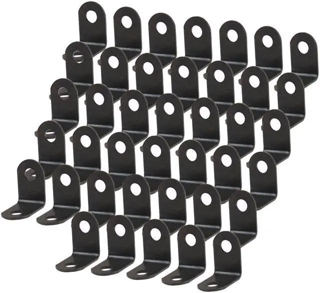 Main image of 40pcs Angle Bracket Metal 12x12mm Black Corner Brace Fastener L Shaped Right Angle Brackets Corner Protector Shelf Support with Screws for Furniture