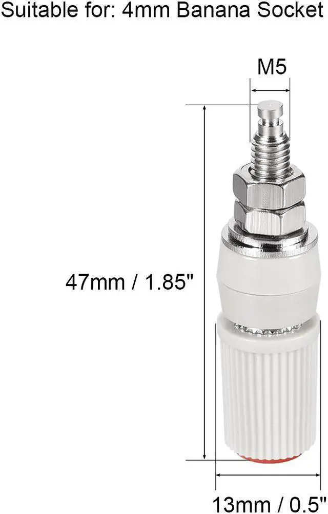 Alt view image 2 of 4 - 5 Pairs Binding Post Terminal, M5 Thread Power Amplifier Speaker Connector, Banana Plug Jack Socket 1.85-inch Length