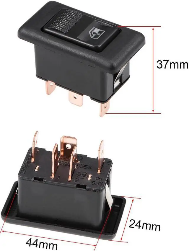 Alt view image 2 of 4 - 5 Pins Car Window Switch Car Master Rocker Switch Momentary Glass Lifter Switch DC 12V 2pcs