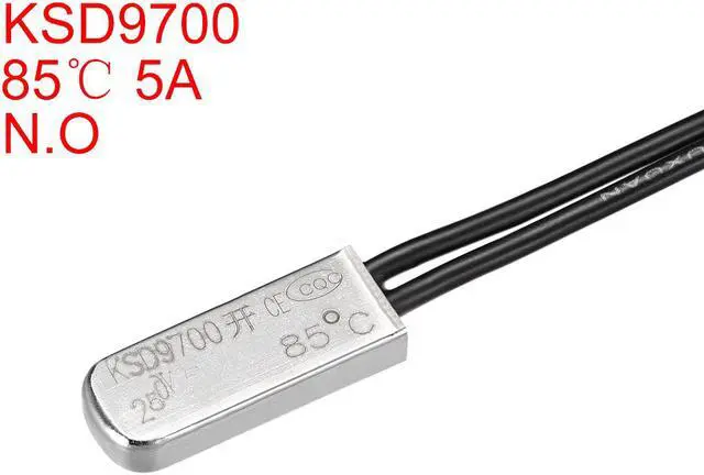 Alt view image 2 of 3 - KSD9700 Thermostat, 85 Normally Open Temperature Switch Thermal Switch, N.O 5A Metal Bimetal Temperature Controller 2pcs