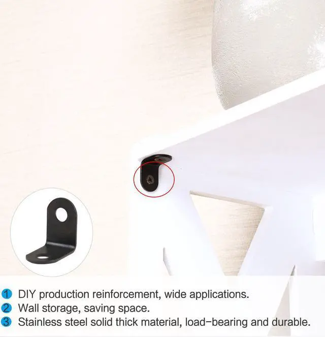 Alt view image 6 of 7 - 40pcs Angle Bracket Metal 12x12mm Black Corner Brace Fastener L Shaped Right Angle Brackets Corner Protector Shelf Support with Screws for Furniture