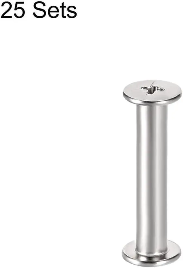 Alt view image 4 of 4 - M4x25mm Round Cross Head Screw Post Binding Leather Fastener, Nickel Plated, 25 Sets