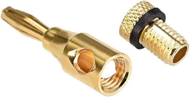 Alt view image 4 of 5 - Gold 4mm Plated Banana Connector Open Screw Type 10Pcs for Speaker Wire Home Theater