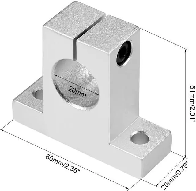 Alt view image 2 of 4 - 20mm Shaft Support SK20 Linear Motion Slide Rail Guide Blocks for CNC 3D Printer (Pack of 2)