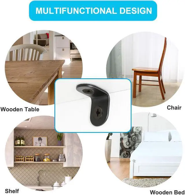 Alt view image 5 of 7 - 40pcs Angle Bracket Metal 12x12mm Black Corner Brace Fastener L Shaped Right Angle Brackets Corner Protector Shelf Support with Screws for Furniture