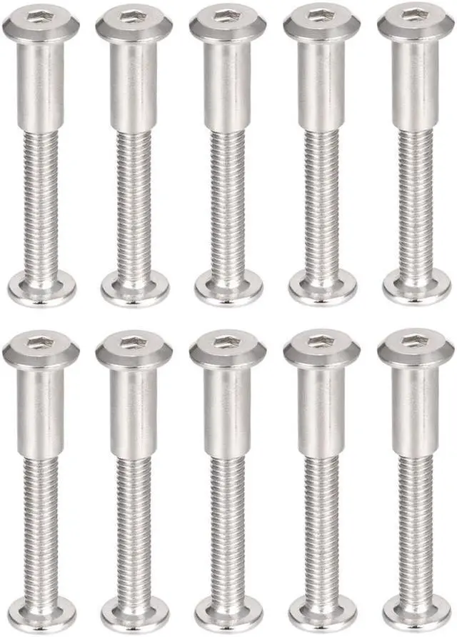 Main image of Hex Socket Screw Post Binding Bolts Leather Fastener, M6x45mm, Carbon Steel Zinc Plated, 10 Sets