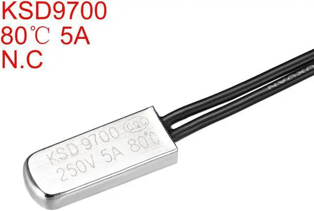 Alt view image 2 of 3 - KSD9700 Thermostat, 80 Normally Close Temperature Switch Thermal Switch, N.C 5A Metal Bimetal Temperature Controller 2pcs