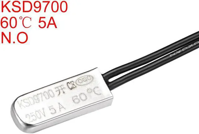 Alt view image 2 of 3 - KSD9700 Thermostat, 60 Normally Open Temperature Switch Thermal Switch, N.O 5A Metal Bimetal Temperature Controller 2pcs