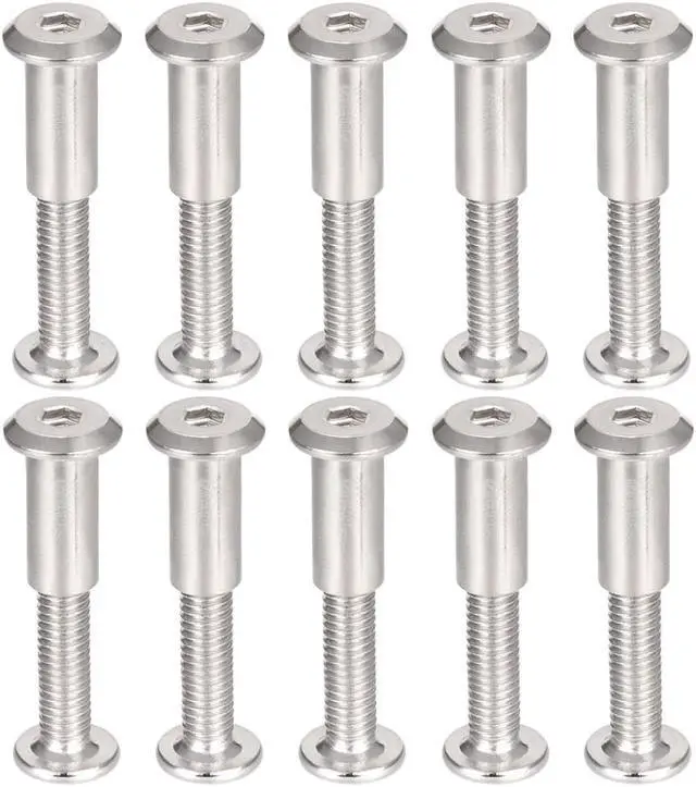 Main image of Hex Socket Screw Post Binding Bolts Leather Fastener, M6x30mm, Carbon Steel Zinc Plated, 10 Sets