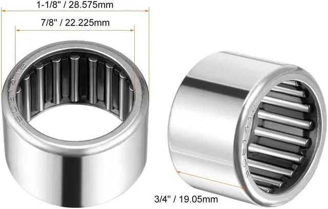 Alt view image 2 of 4 - SCE1412 Needle Roller Bearings, Drawn Cup Open End, 7/8" Bore 1-1/8" OD 3/4" Width 5pcs