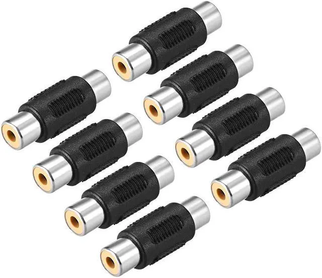Main image of RCA Female to Female Connector Stereo Audio Video Cable Adapters Coupler Black 8Pcs