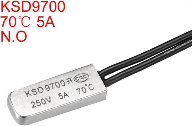 Alt view image 2 of 3 - KSD9700 Thermostat, 70 Normally Open Temperature Switch Thermal Switch, N.O 5A Metal Bimetal Temperature Controller 2pcs