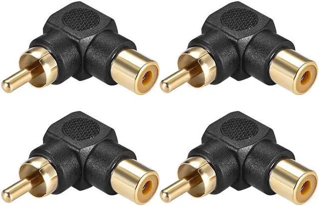 Main image of RCA Male to Female 90 Degree Connector Stereo Audio Video Cable Adapter Coupler 4Pcs