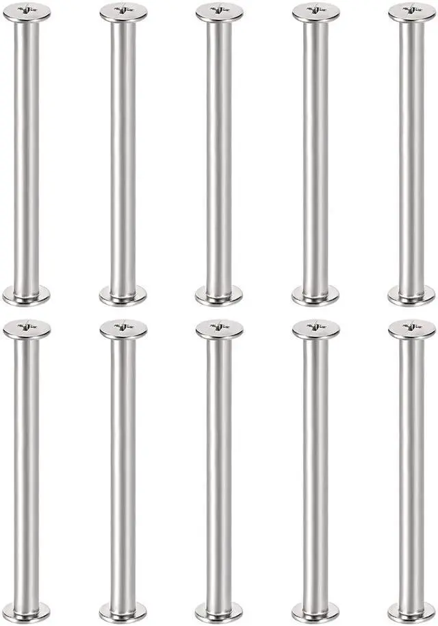 Main image of M4x50mm Round Cross Head Screw Post Binding Leather Fastener, Nickel Plated, 10 Sets