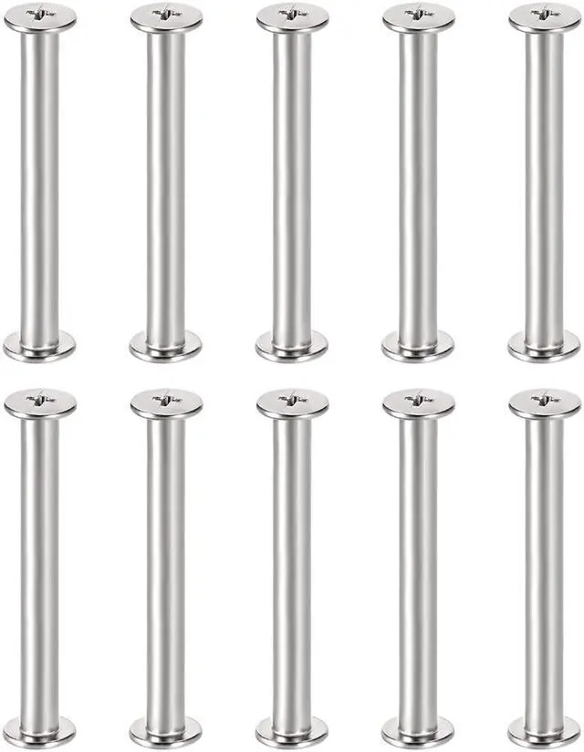 Main image of M4x40mm Round Cross Head Screw Post Binding Leather Fastener, Nickel Plated, 10 Sets