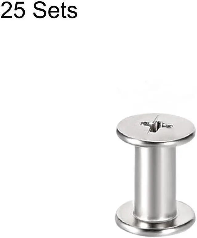 Alt view image 4 of 4 - M4x8mm Round Cross Head Screw Post Binding Leather Fastener, Nickel Plated, 25 Sets