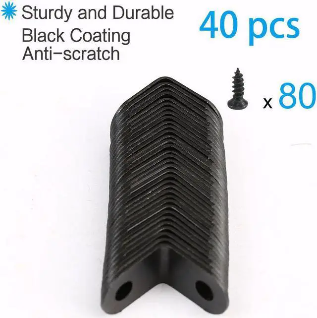 Alt view image 7 of 7 - 40pcs Angle Bracket Metal 12x12mm Black Corner Brace Fastener L Shaped Right Angle Brackets Corner Protector Shelf Support with Screws for Furniture