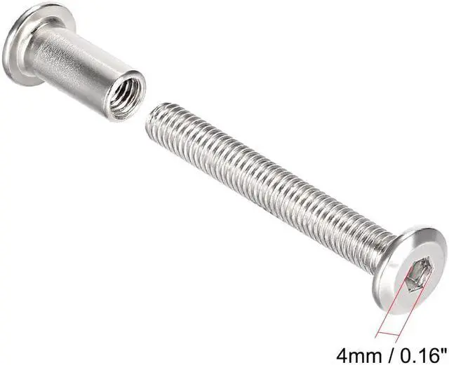 Alt view image 3 of 3 - Hex Socket Screw Post Binding Bolts Leather Fastener, M6x45mm, Carbon Steel Zinc Plated, 10 Sets