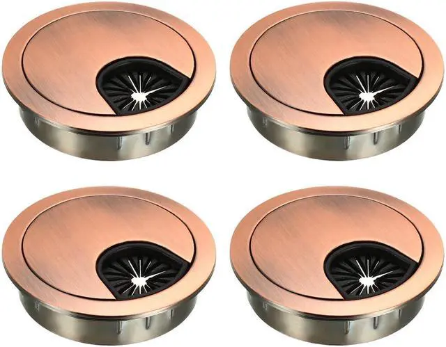 Main image of Cable Hole Cover, 2" Zinc Alloy Desk Grommet for Wire Organizer, 4 Pcs (Red Bronze)